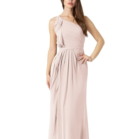 Azazie Elegant soft pink One-Shoulder Dress - Picture 10 of 11